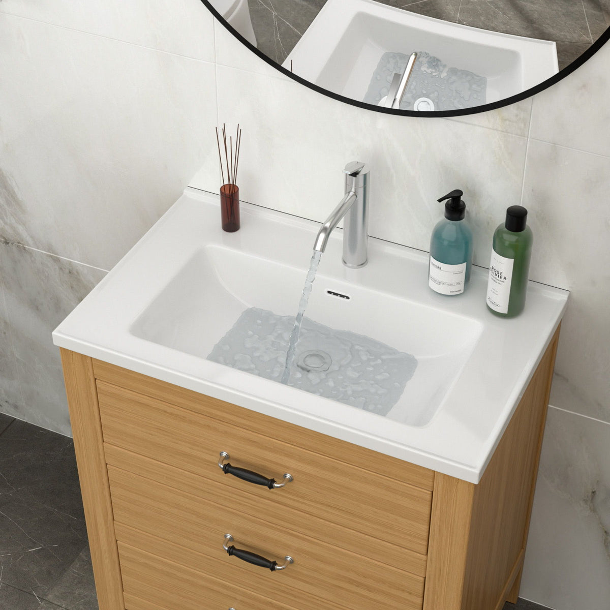 Modern Rectangular Vanity Top With Overflow For Bathroom