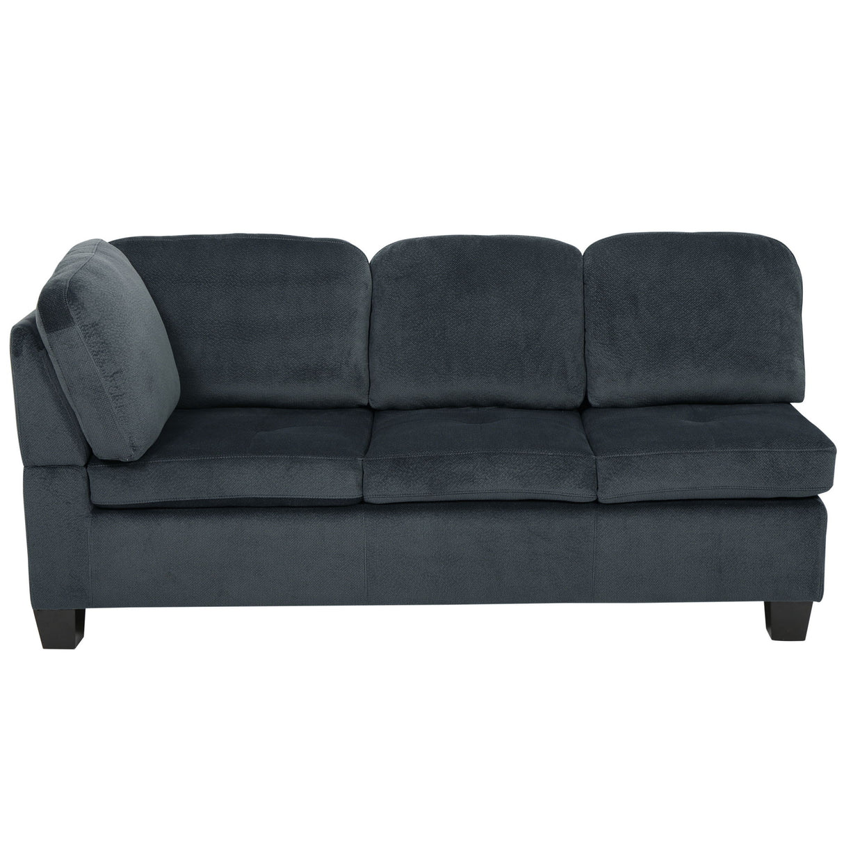 Modern L Shaped Fabric Sectional Sofa With Tufted Detail - Charcoal