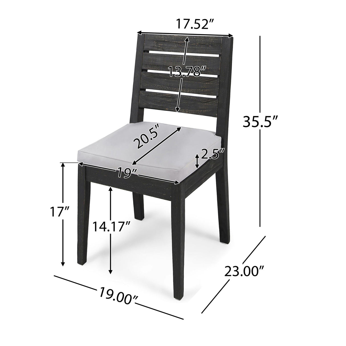 Outdoor Armless Dining Chair With Cushions