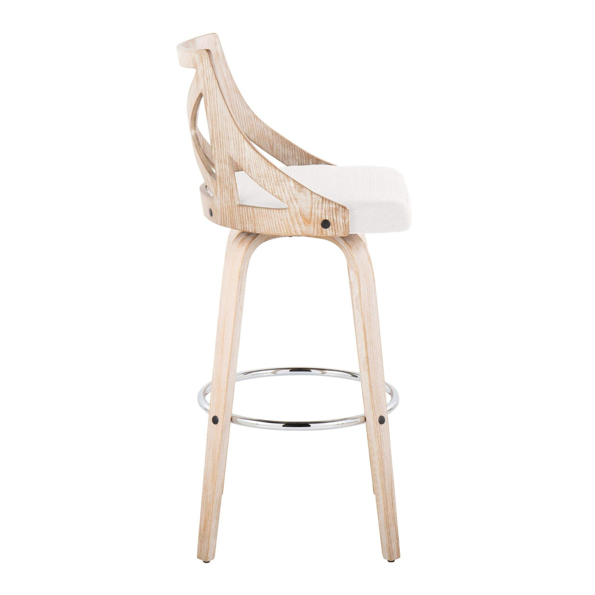 Charlotte - 30" Fixed-Height Barstool (Set of 2) - White Washed Frame