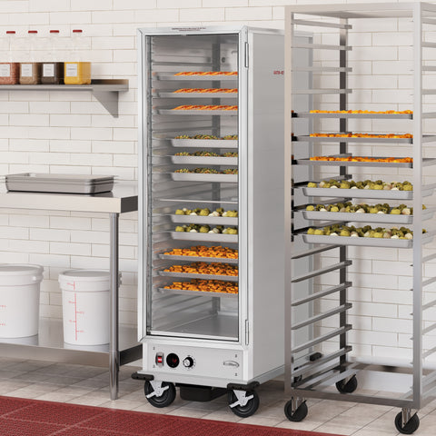 33 in. Commercial Non-Insulated Heated Holding Cabinet with 36-Pan Capacity and Glass Door in Silver (KM-CH36-SNGL)
