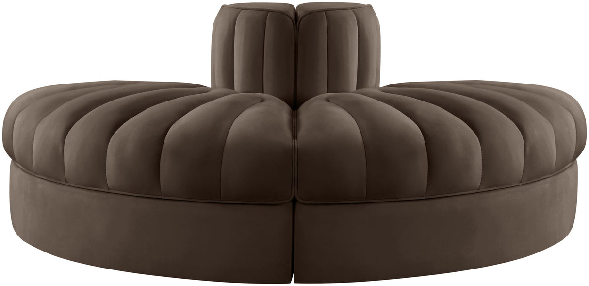 Rummi - Velvet Performance Fabric Upholstered 2 Piece Rounded Modular Loveseat
