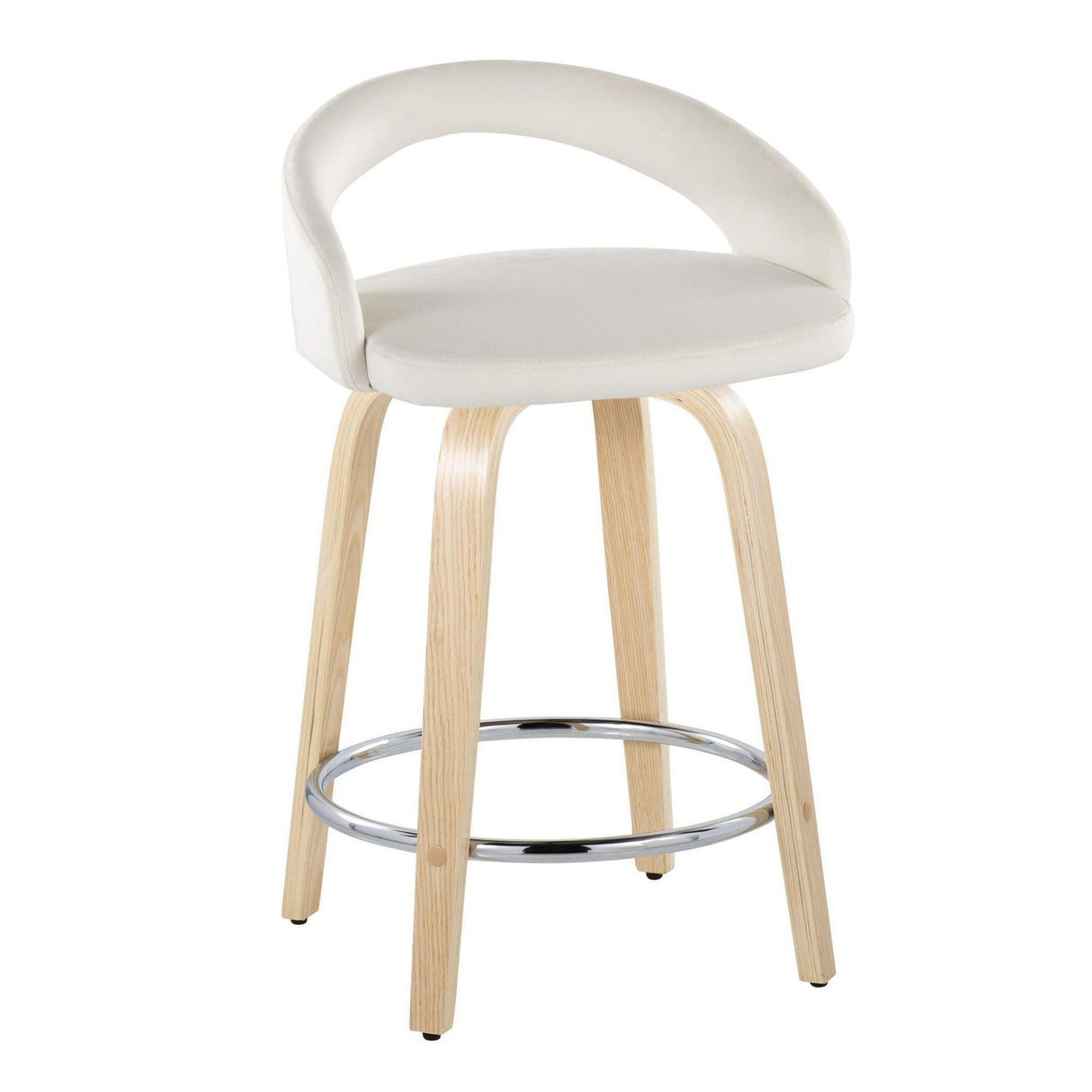 Grotto - 30.5" Upholstered Fixed-Height Counter Stool (Set of 2) - Natural Wood Base