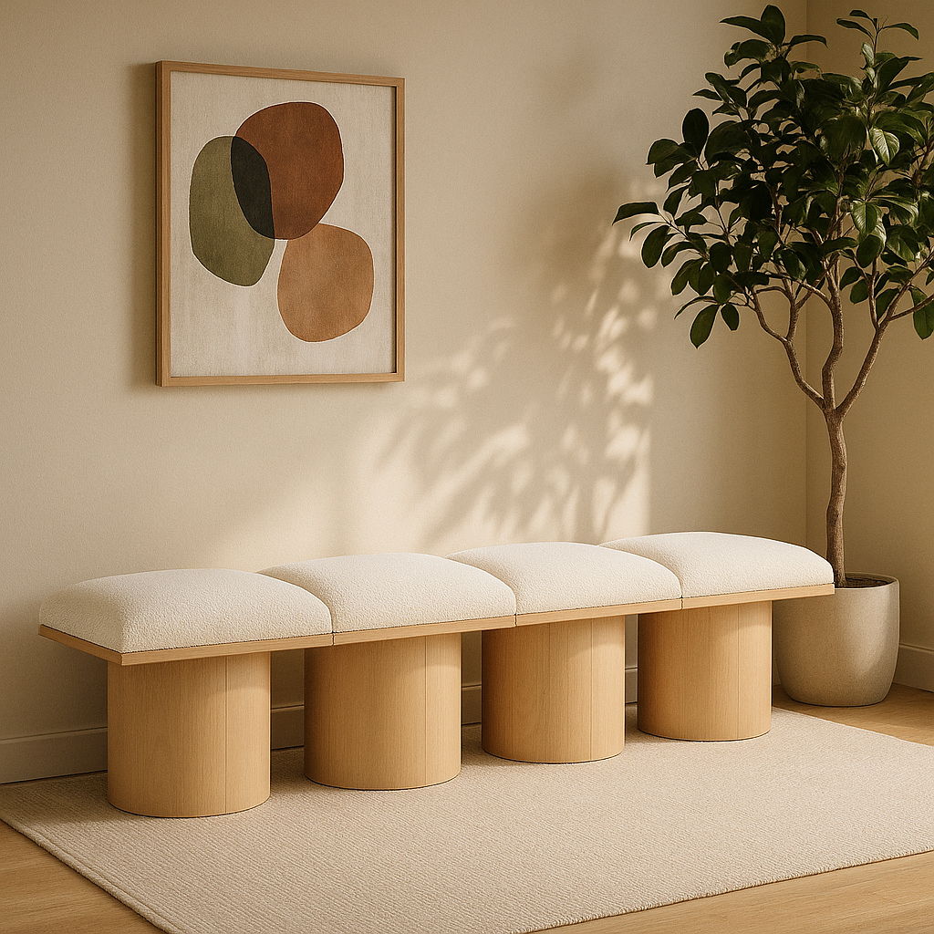 Pavilion - 4 Piece Modular Bench With Natural Base