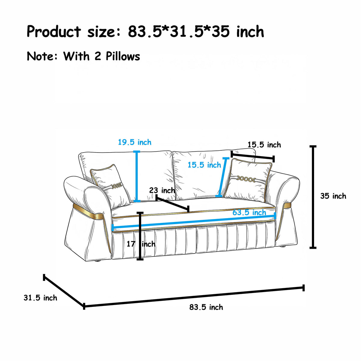 3 Seater Sofa & Pocket Coils And Foam Cushion