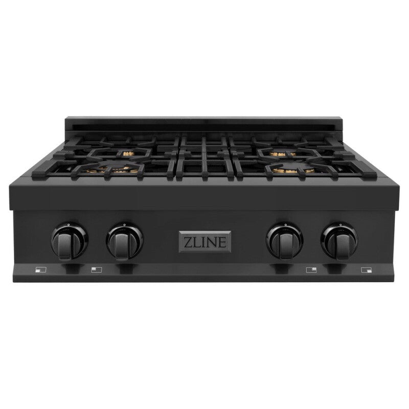 ZLINE Kitchen Package with 30 in. Black Stainless Steel Rangetop and 30 in. Over The Range Microwave with Modern Handle (2KP-RTBOTR30) - (2KPRTBOTR30) -
