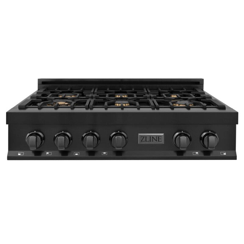 ZLINE Kitchen Package with 36 in. Black Stainless Steel Rangetop and 36 in. Convertible Range Hood (2KP-RTBRH36) - (2KPRTBRH36) -