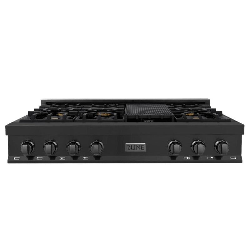 ZLINE Kitchen Package with 48 in. Black Stainless Steel Rangetop and 48 in. Convertible Range Hood (2KP-RTBRH48) - (2KPRTBRH48) -