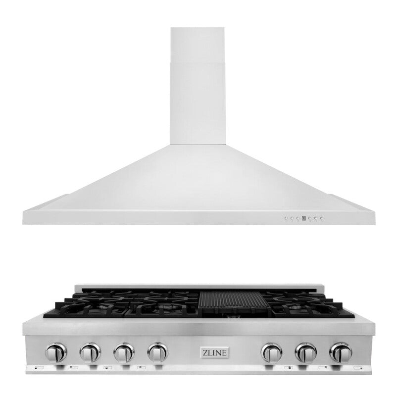 ZLINE Kitchen Package with 48 in. Stainless Steel Rangetop and 48 in. Convertible Range Hood (2KP-RTRH48) - (2KPRTRH48) -