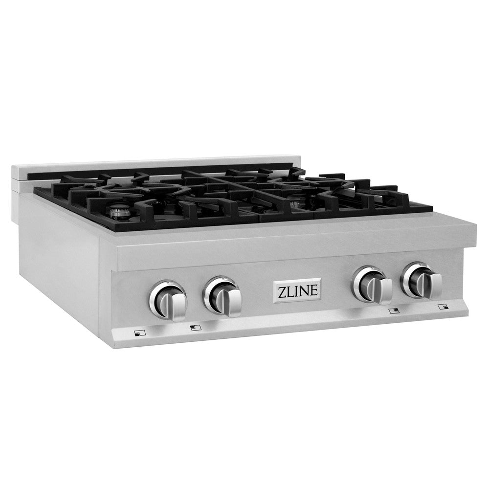 ZLINE Kitchen Package with 30 in. Satin Stainless Steel Rangetop and Convertible Range Hood (2KP-RTSRH30) - (2KPRTSRH30) -