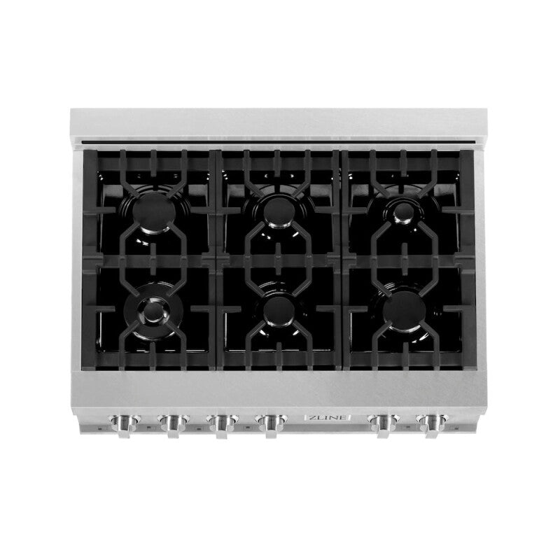 ZLINE Kitchen Package with 36 in. Satin Stainless Steel Rangetop and Convertible Range Hood (2KP-RTSRH36) - (2KPRTSRH36) -