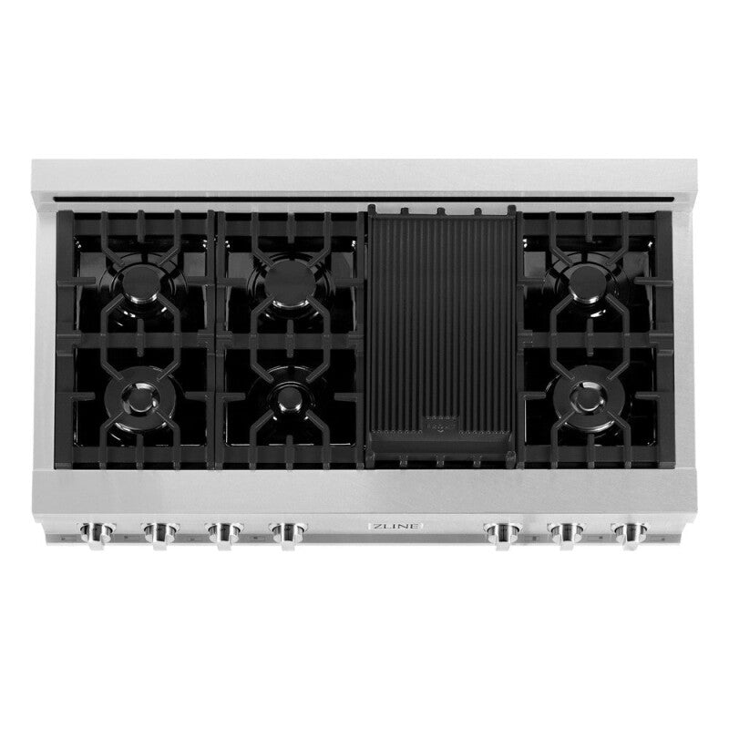 ZLINE Kitchen Package with 48 in. Satin Stainless Steel Rangetop and Convertible Range Hood (2KP-RTSRH48) - (2KPRTSRH48) -