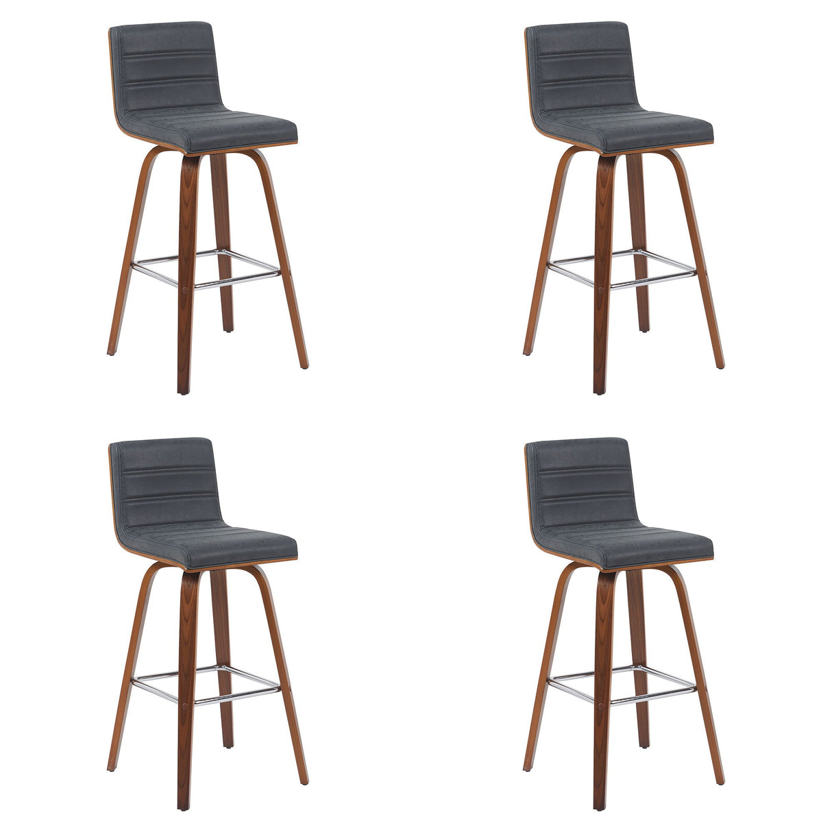 Vienna - Modern Swivel Bar Height Stool - Walnut Finished Wood Frame