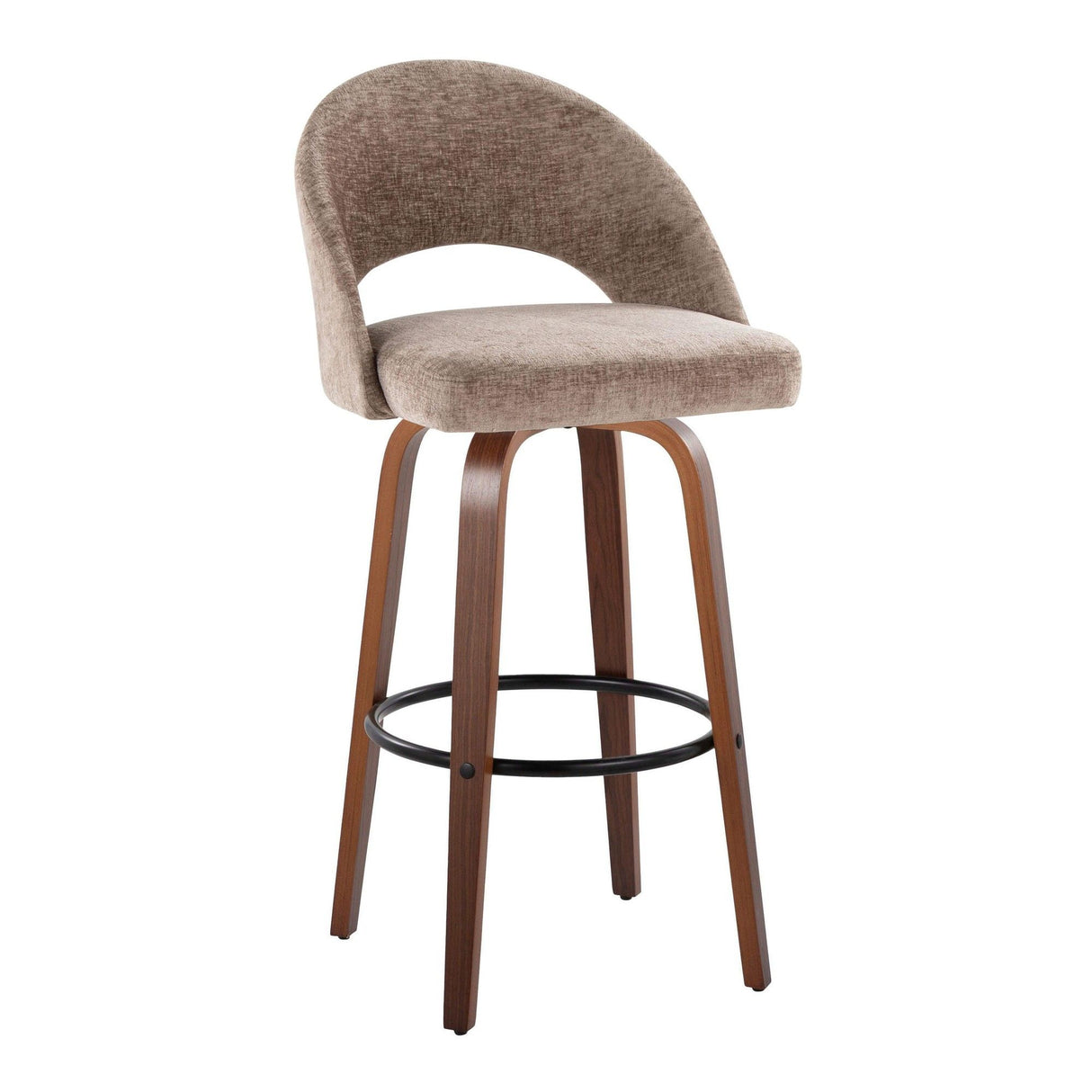Renee - Upholstered Fixed-Height Barstool (Set of 2) - Walnut Wood Base