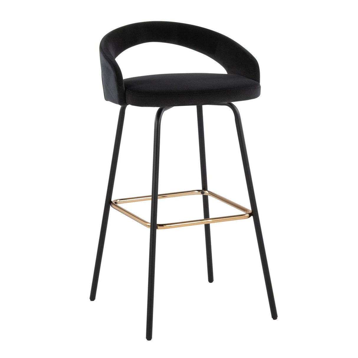 Grotto - Upholstered Fixed-Height Barstool - Black Metal