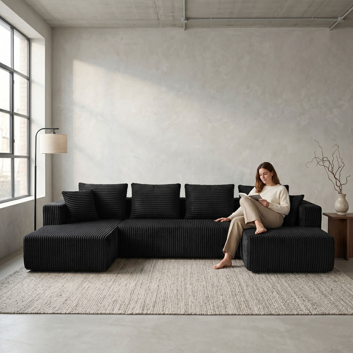 U-Shaped Modular Sectional Sofa With Double Chaise, Oversized Deep Seat For Living Room