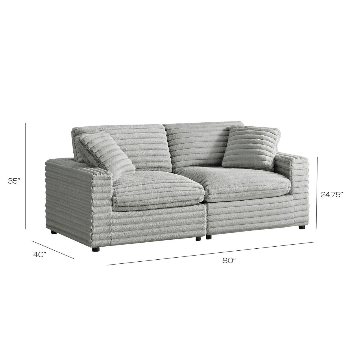 Jenny - 2 Piece Sofa Sectional - Gray