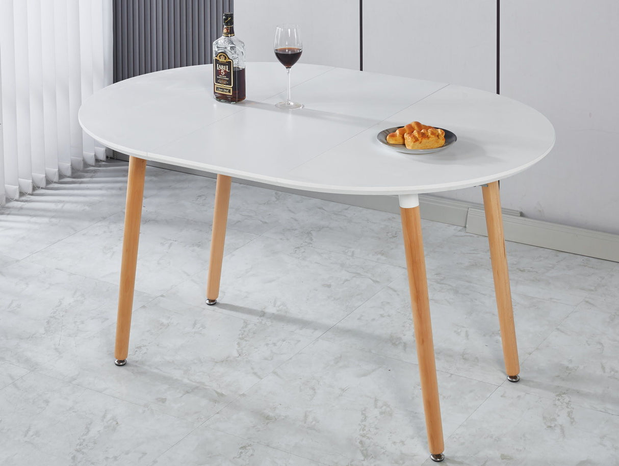 Extensible Table, Dining Table, Office Table, Coffee Table, Wood Leg - Matte White
