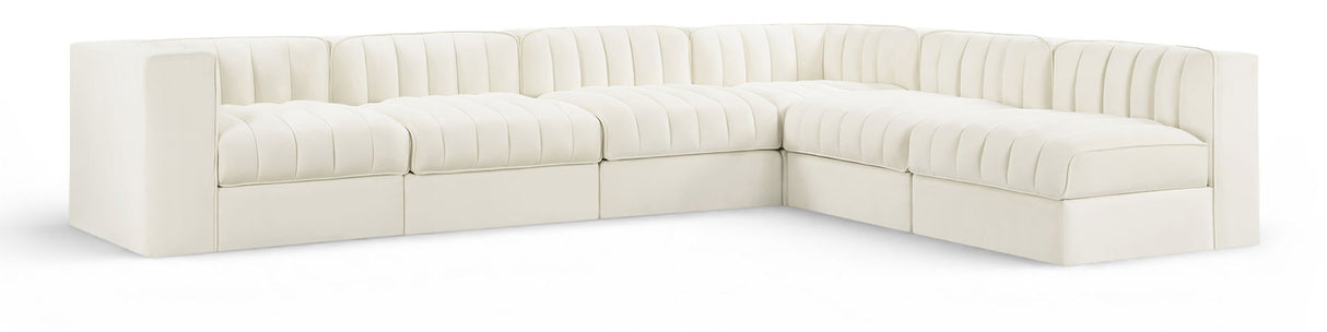 Rummi - Velvet Performance Fabric Upholstered 6 Piece Modular Sectional (With 3 Corner Chairs)
