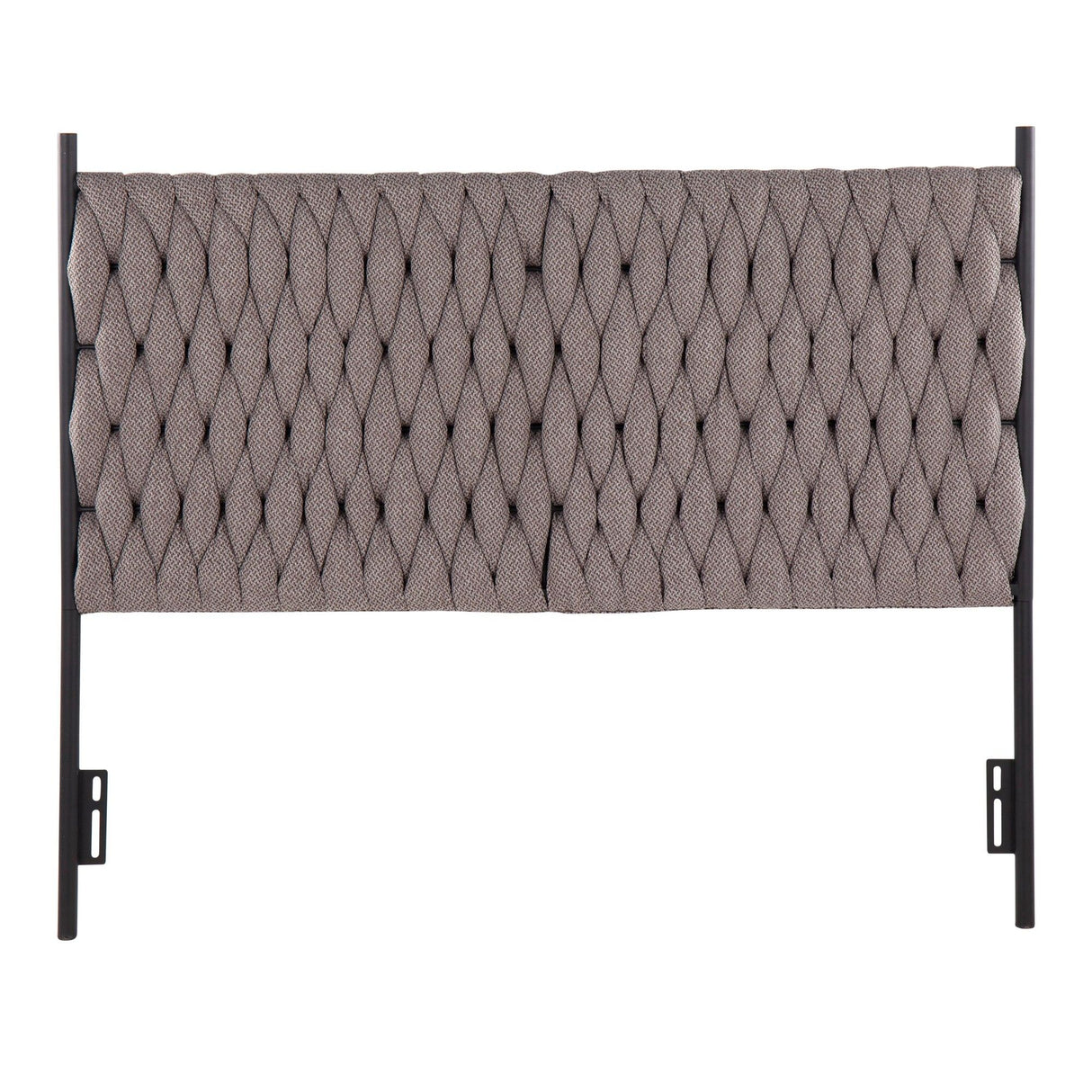 Matisse - Braided Queen Size Headboard - Black Metal And Gray Fabric