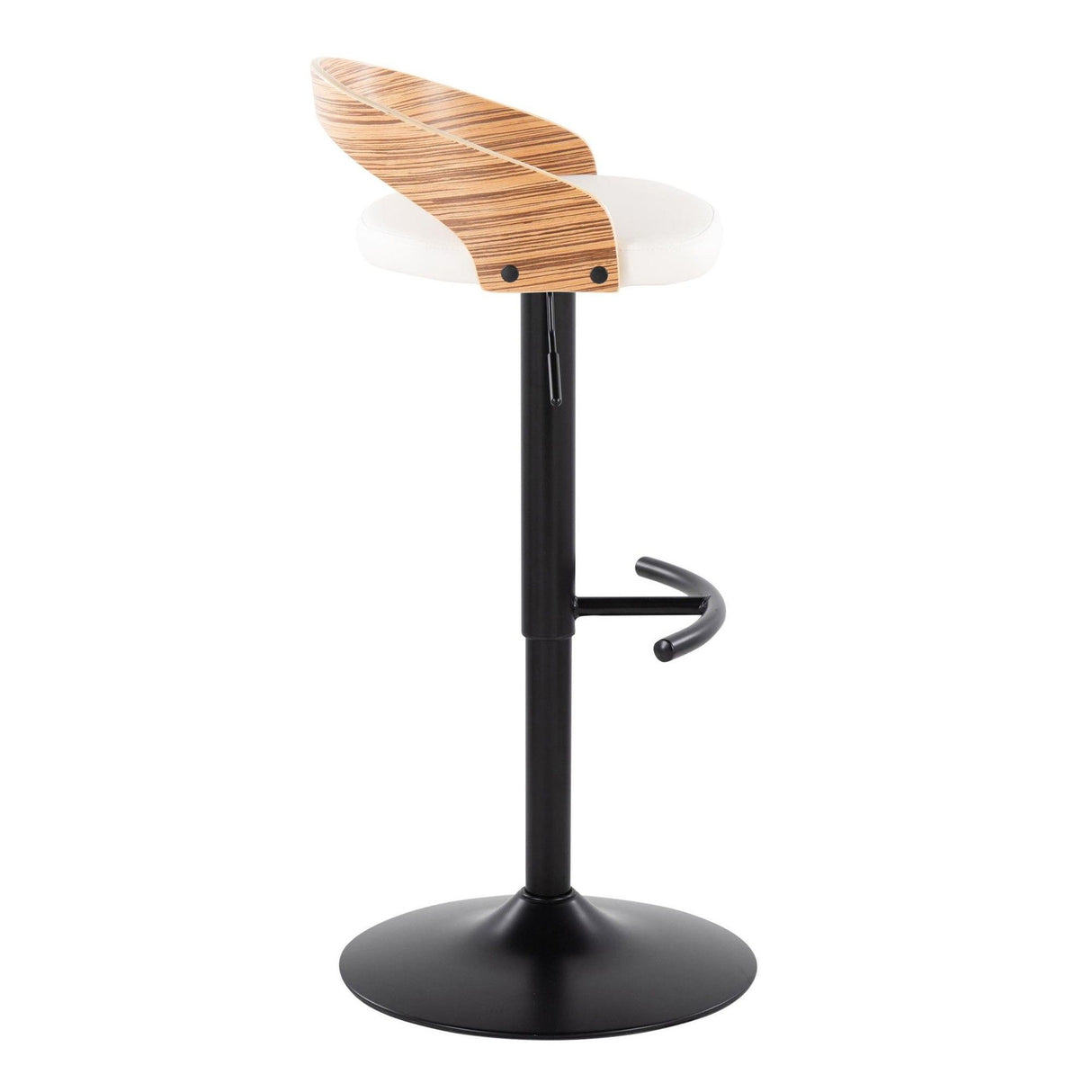 Grotto - Adjustable Barstool - Black Metal, Zebra Wood