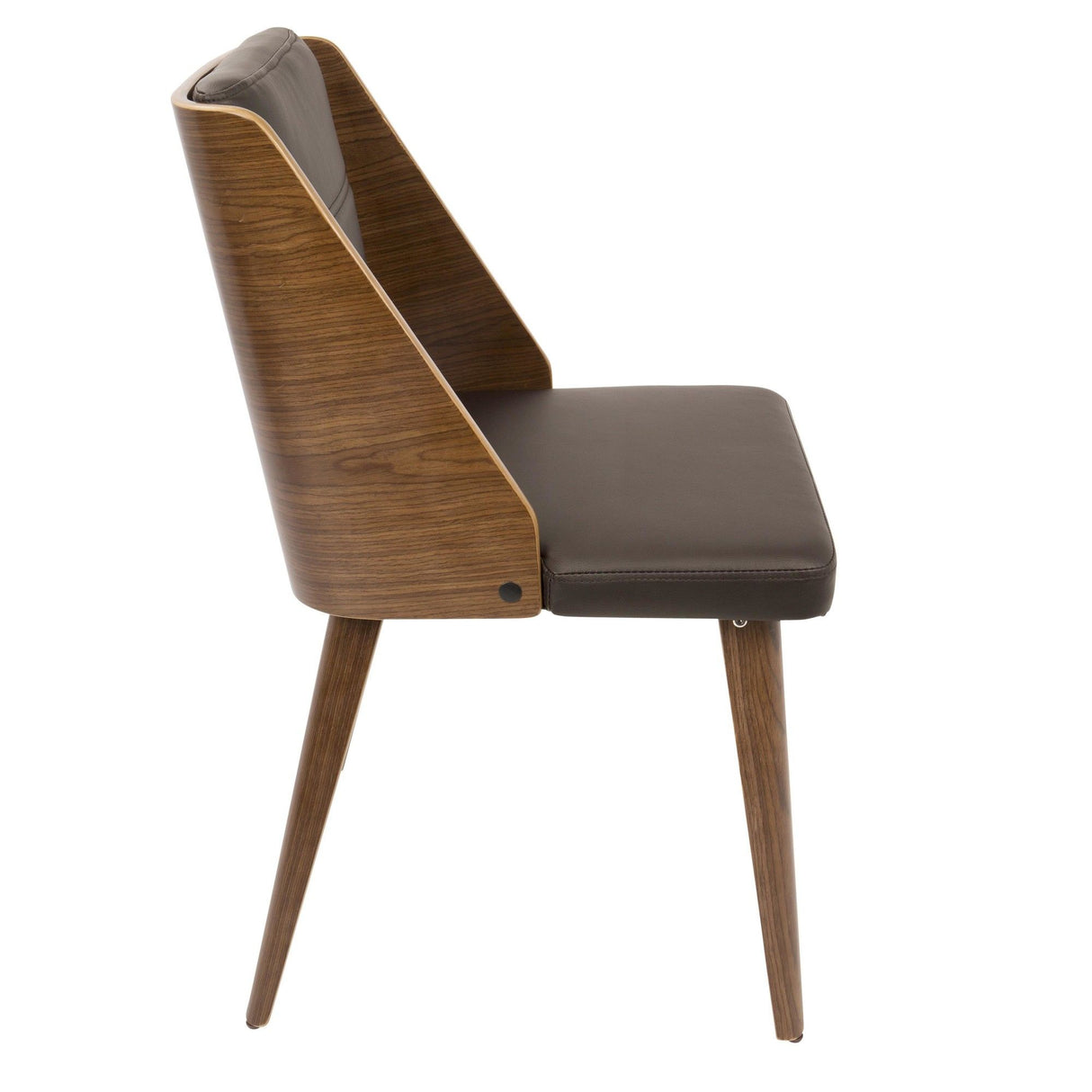 Galanti - Dining Chair (Set of 2) - Walnut Wood, Brown Faux Leather