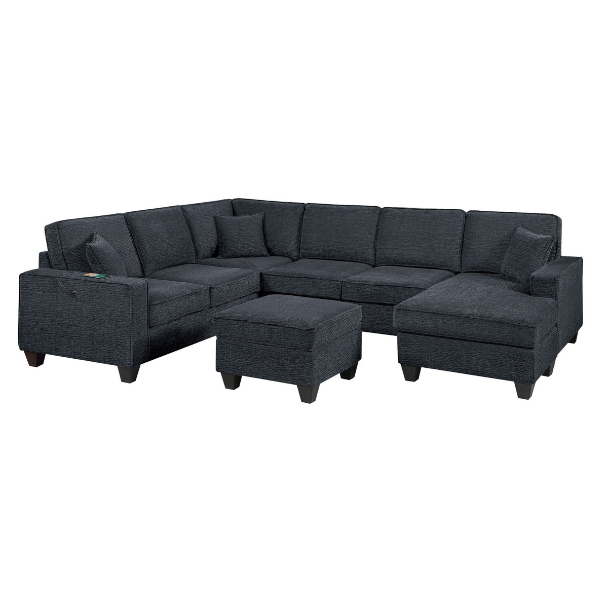 5 Piece Sectional Set With Left Arm Loveseat With USB Port