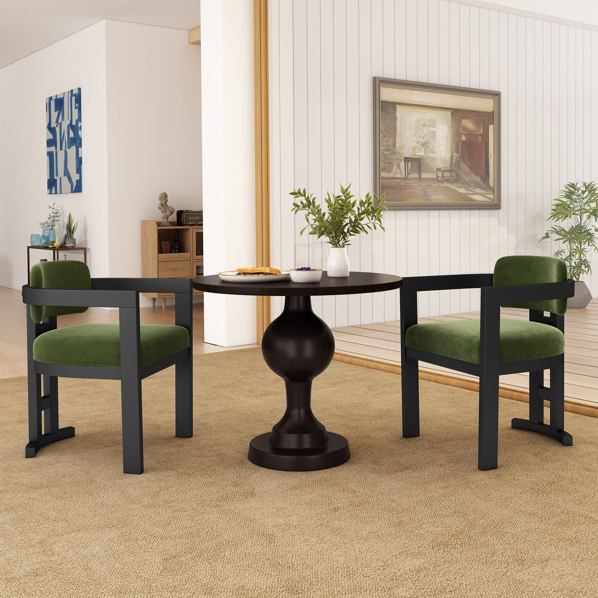 Stylish Indoor Upholstered Wood Dining Chair (Set of 2)