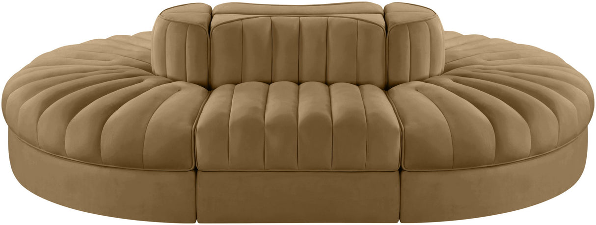 Rummi - Oval Velvet Performance Fabric Upholstered 6 Piece Modular Sectional