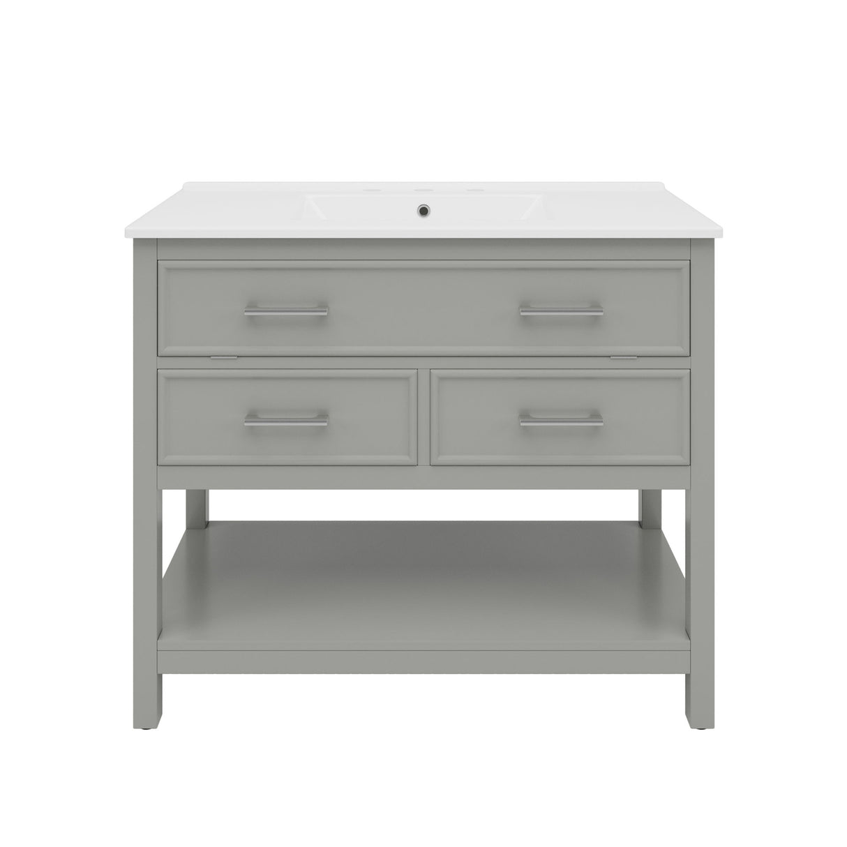 Bathroom Vanity With Sink, Tip Out Tray & 2 Full Extension Drawers - Gray