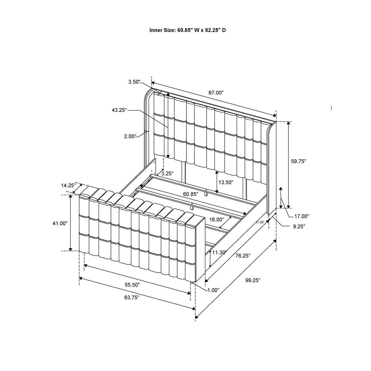 Isaiah - 5 Piece Bedroom Set With TV Lift-LED, Speakers And Fireplace