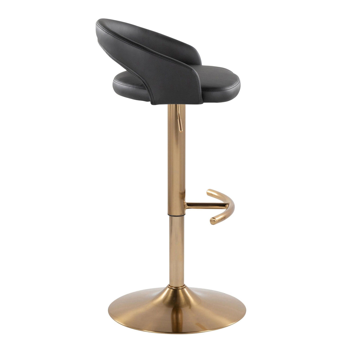 Grotto - Upholstered Adjustable Barstool - Gold Metal Base