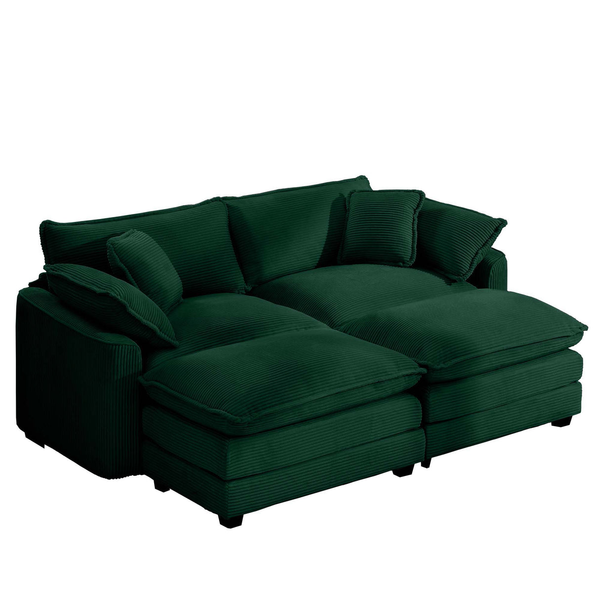 Modern Oversized Modular Cushion Sofa With Ottoman, Low Back, Deep Seating Sofa Set