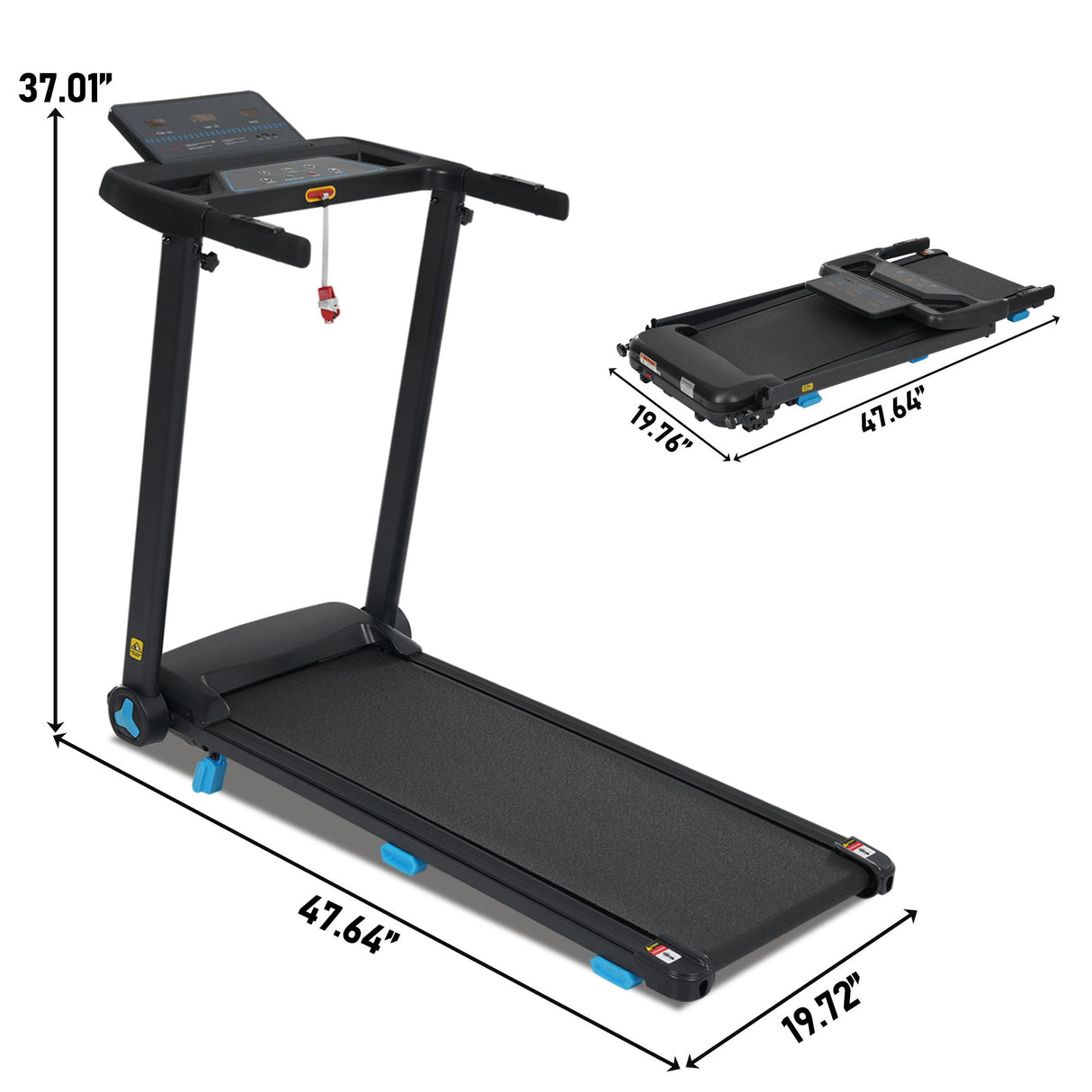 Folding Treadmills For Home Small, 3.0Hp Portable, 10Mph Walking Pad With Incline, Bluetooth, Heart Rate Sensors, Charge Station - Black