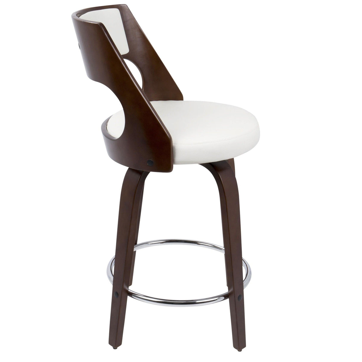 Cecina - Mid-Century Modern Swivel Counter Stool (Set of 2) - Cherry And White Faux Leather