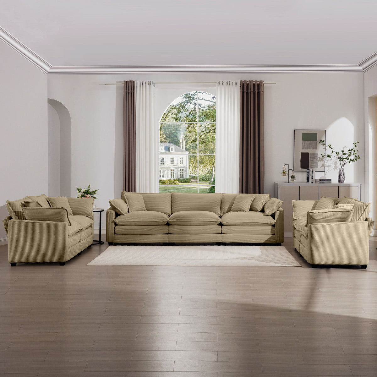 Elegant Oversized Sectional Sofa Set With Deep Seats And Flexible Layout