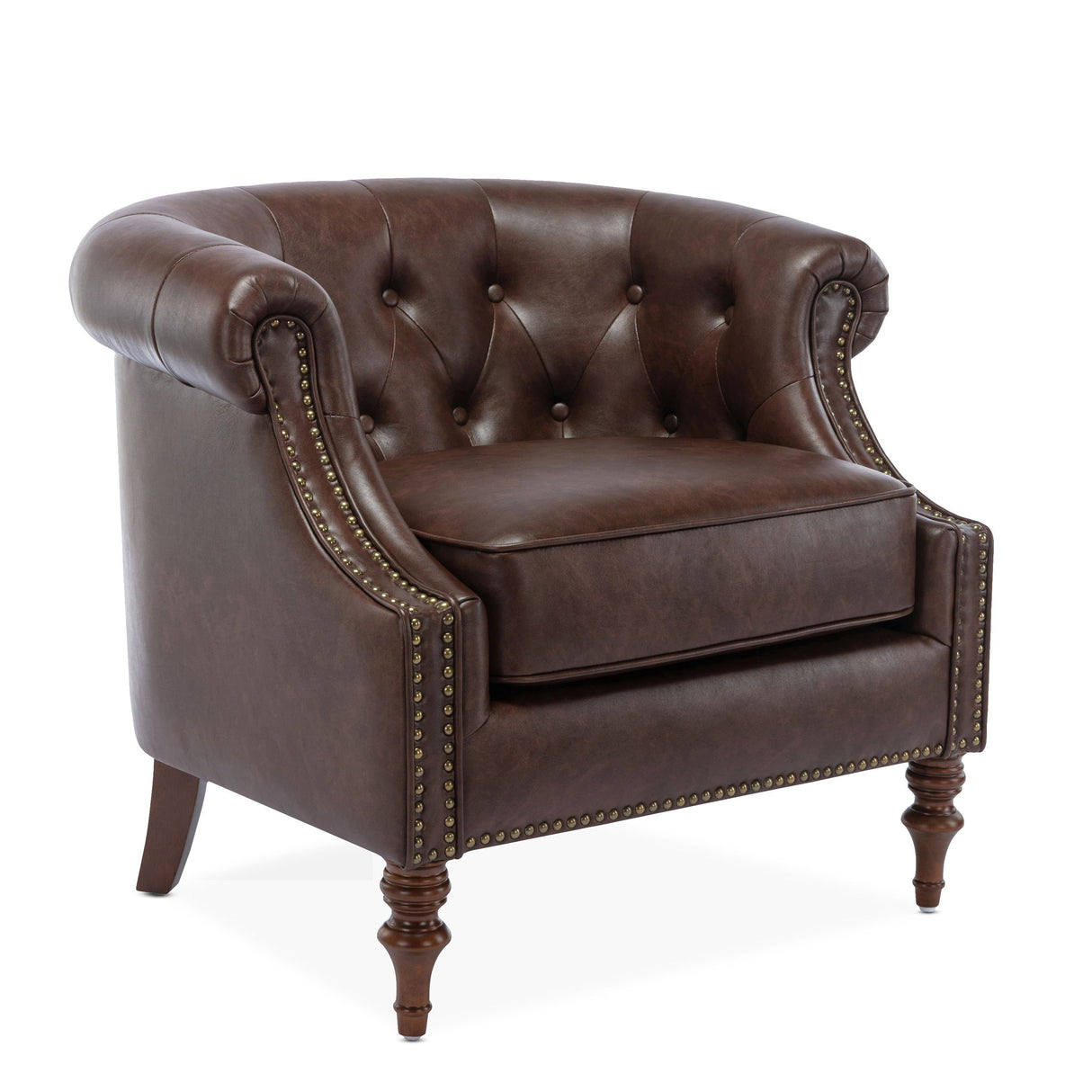 Ophelia - Button Tufted Accent Chair - Brown