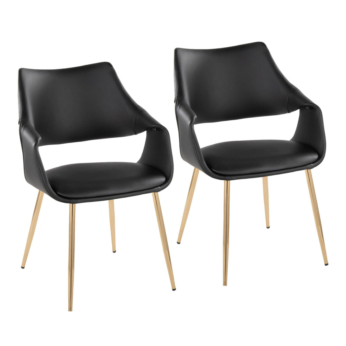 Curvo - High Back Upholstered Chair (Set of 2) - Gold Metal Legs