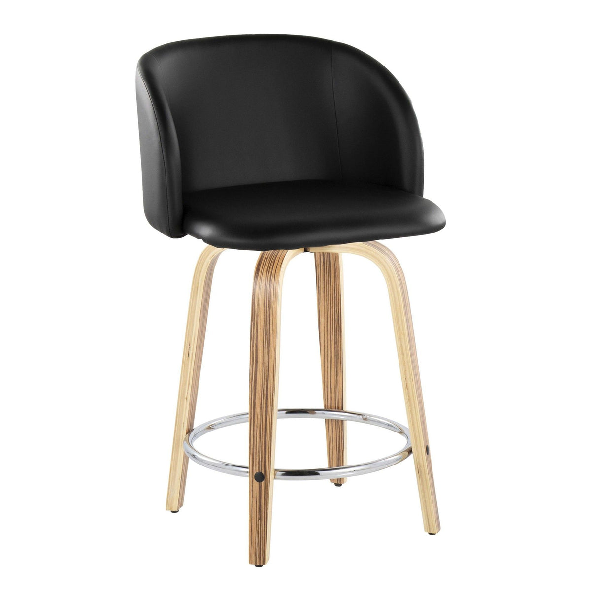 Fran - Fixed-Height Counter Stool With Black Faux Leather (Set of 2)