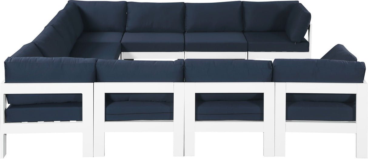 Nizuc - Outdoor Patio 10 Piece Modular Sectional With White Frame