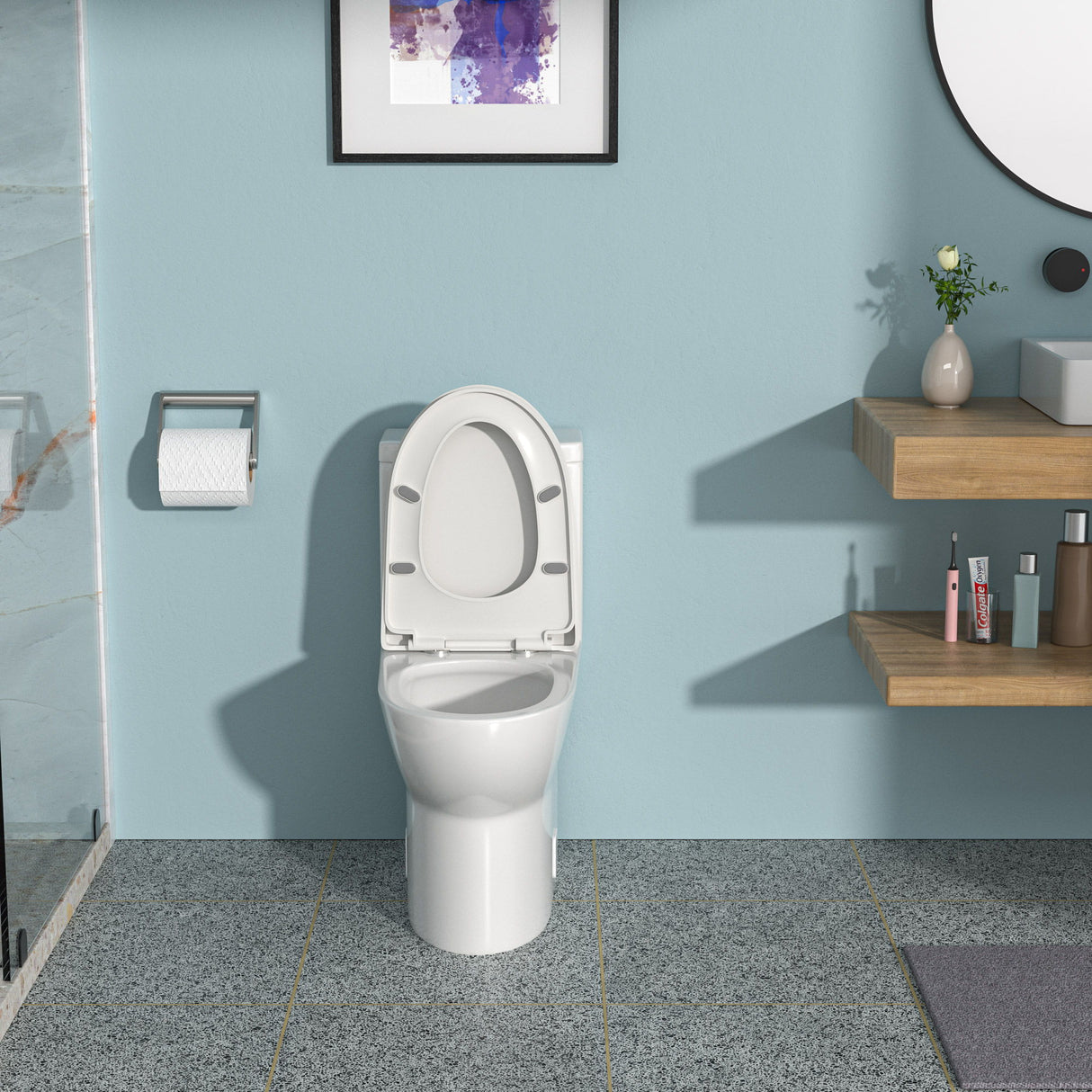 1 Piece Toilet With Dual Flush, Soft Closing Seat - White