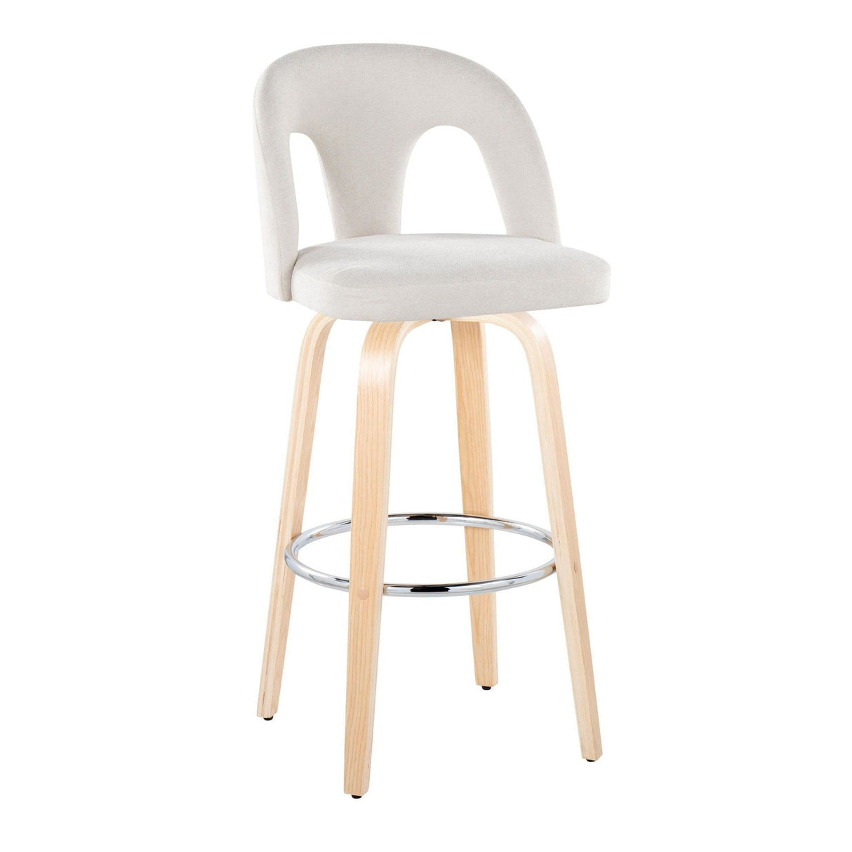 Ava - Upholstered Fixed-Height Barstool (Set of 2) - Natural Wood Base