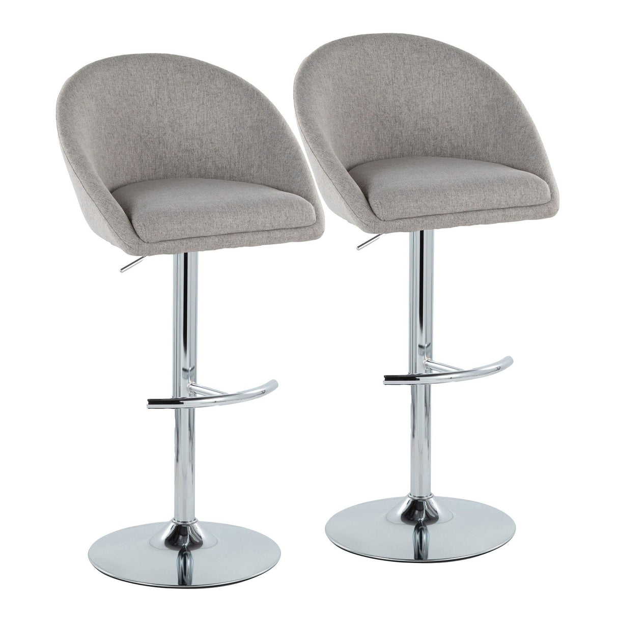 Matisse - Highback Adjustable Barstool With Rounded T Footrest (Set of 2) - Chrome Metal