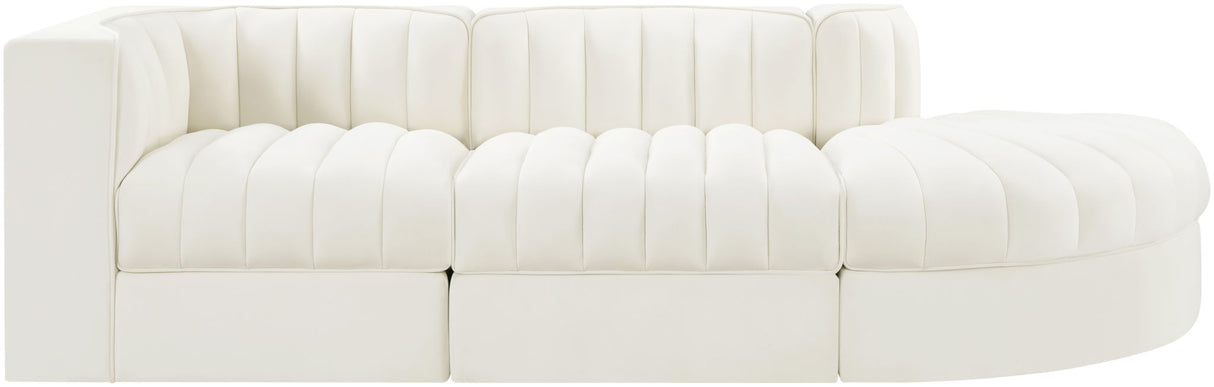 Rummi - Velvet Performance Fabric Upholstered 3 Piece Modular Sectional