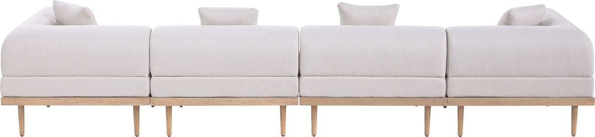Laguna - 4 Piece Resilient Water Resistant Fabric 142" Upholstered Outdoor Patio Modular Sofa