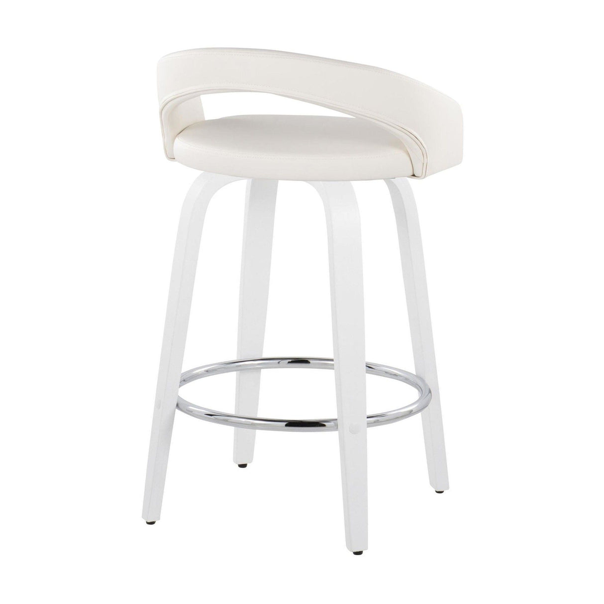 Cinch - Contemporary Fixed-Height Swivel Counter Stool (Set of 2) - White Wood Frame