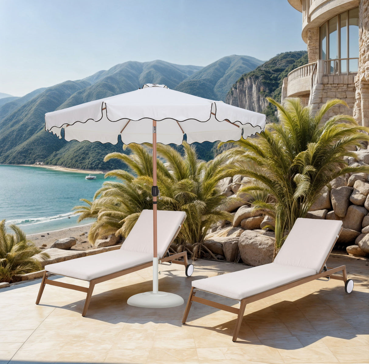 Amalfi - Patio Umbrella - Light Brown Base / Light Brown Pole