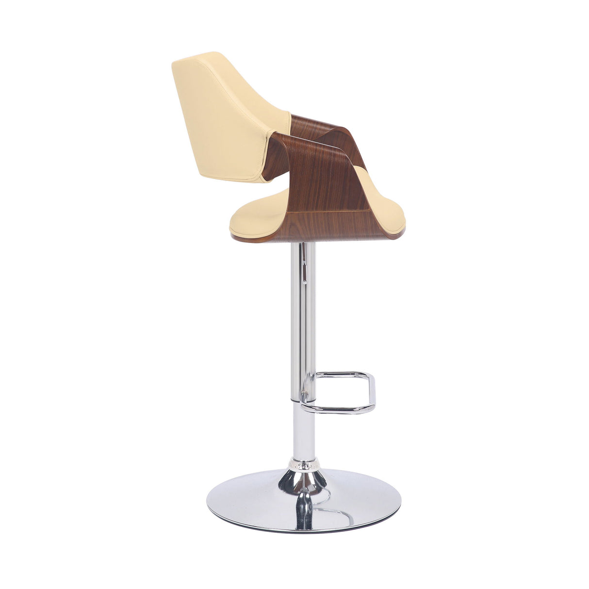 Aspen - Adjustable Swivel Bar Stool With Chrome Base - Cream / Walnut