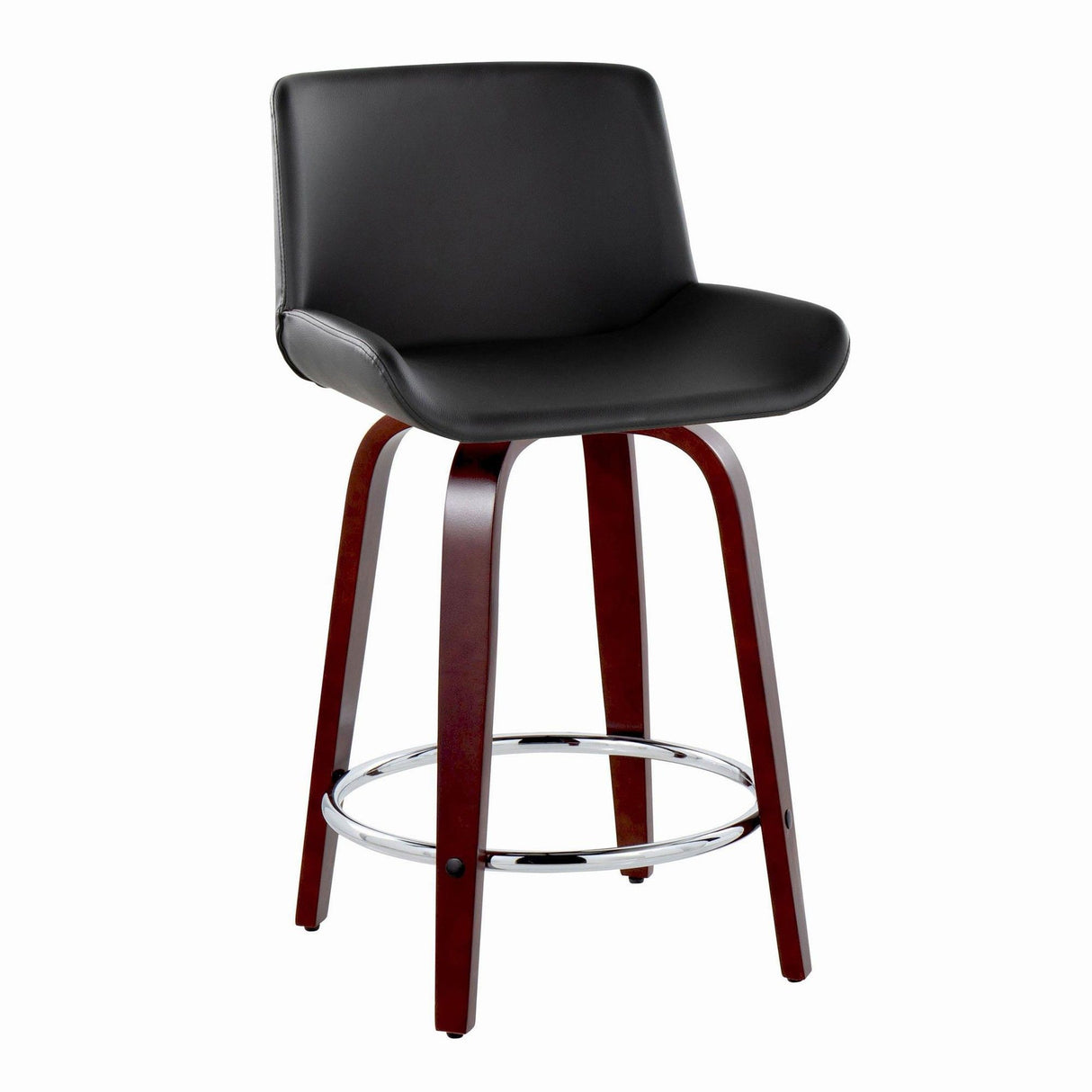 Santi - 24" Fixed-Height Counter Stool With Swivel - Mahogany Wood (Set of 2)