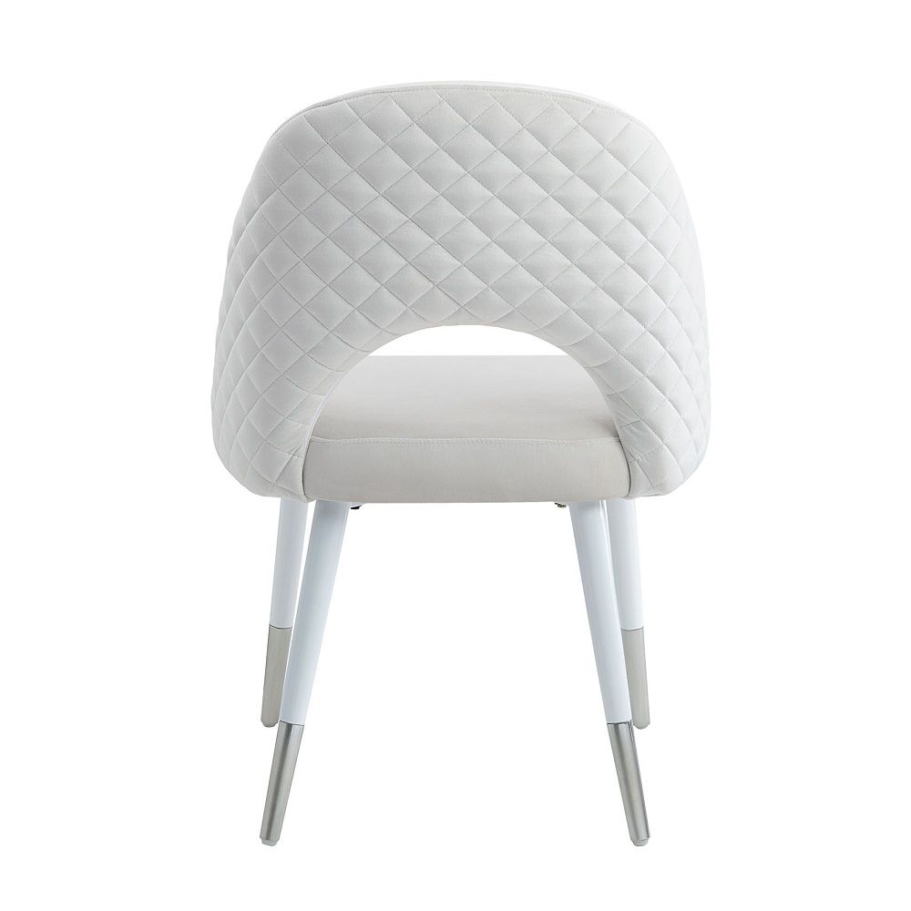 Zemirah - Side Chair Set of 2) - White Velvet & White Gloss